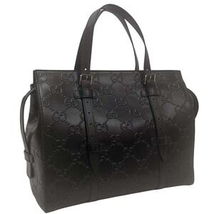 Gucci GG Embossed Tote Bag Black Handbag